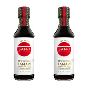 San-J - Gluten Free Tamari Soy Sauce with 28 Less Sodium - Specially Brewed - Made with 100 Soy - 10 oz. Bottles - 2 Pack