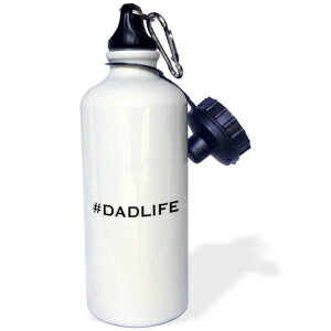 3dRose PRINT OF #DADLIFE Sports Water Bottle, 21 oz, White