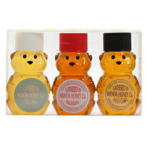 マノア ハニー ベア ギフトセット オヒア、マカダミアナッツ、ペレのゴールドハニー入り Manoa Honey Bears Gift Set with Ohia, Macadamia Nut and Pele's Gold Honey