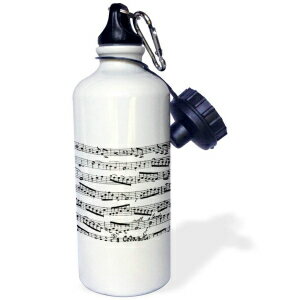 3dRose Notes pattern-Black and white piano sheet musical notation Sports Water Bottle, 21 oz, Multicolor