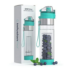 Infusion Pro Fruit Infusion Water Bottle, Sport (24 oz) - Neoprene Insulation Sleeve, Carrying Strap and Locking Lid - Work, Travel and Gym - Teal