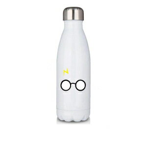 v~A zCg 17 IXdǒfMR[^XeX EH[^[ {g/KlƃCgjO XJ[ Premium White 17oz Double Walled Insulated Cola-Shaped Stainless Water Bottle/Glasses And Lightning Scar