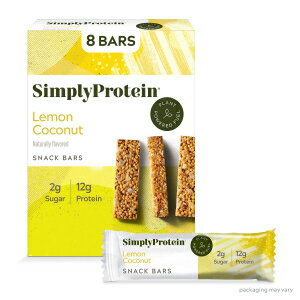 Simply Protein Lemon Coconut Protein Bars, Vegan Protein Bars Low Sugar High Protein, Gluten Free, 8 Pack