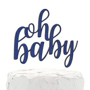 NANASUKO ベビーシャワーケーキトッパー - oh baby - 両面ネイビーブルーグリッター - プレミアム品質 米国製 NANASUKO Baby Shower Cake Topper - oh baby - Double Sided Navy Blue Glitter - Premium Quality Made in USA