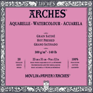 Arches ʃubN 140 |h zbgvX - 9 x 12 V[g Arches Watercolor Block 140 Pound Hot Press Paper - 9 x 12 Sheets