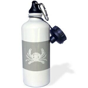 3dRose Grey Elephant Silhouette Gray Animal on White Modern Minimalist Style Sports Water Bottle, 21 oz, White