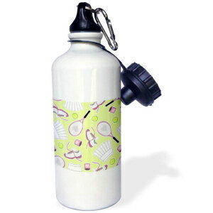 3dRose Cute Tennis Pattern Green-Sports Water Bottle, 21oz , 21 oz, Multicolor