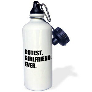 3dRose Cutest Girlfriend Ever-funny romc dating gift for cute GF-text Sports Water Bottle, 21 oz, Multicolor