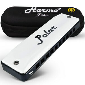 Harmo Polar Diatonic Harmonica Key of Eb - 10 Holes 20 Notes, Blues Harp Mouth Organ With Case, Phosphor Bronze Reeds, Suitable for All Genres, Harmonica for Kids, Adult, Beginners &Professionals