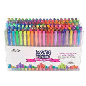 Lelix 320 FQyZbg 160 j[NȃQy 160 tBl̓hG`揑 Lelix 320 Colors Gel Pens Set 160 Unique Gel Pen Plus 160 Refills for Adult Coloring Books Drawing Writing