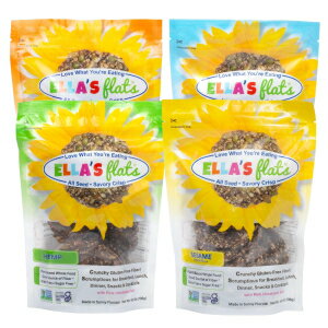 ELLA’S FLATS Variety All Seed Savory Crisps – All Natural, Gluten Free, Good Source of Protein, High Fiber, Vegan and Keto Friendly (Variety 4 Pack)