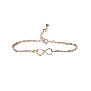 Rose Gold Birthstone Infinity Charm Bracelet - Peridot, Gold Fill, Vermeil - Handmade August Birthday Gift for Her 1