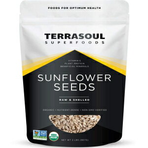 Terrasoul Superfoods オーガニック 殻付きヒマワリの種、2 ポンド Terrasoul Superfoods Organic Hulled Sunflower Seeds, 2 Pounds