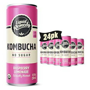 8.5 Fl Oz (Pack of 24), Raspberry Lemonade, Liquid Remedy Kombucha Sugar Free Organic Drink, Low..