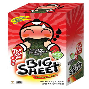 楽天GlomarketSpicy 3.2g （Pack of 12）, Big Crispy Seaweed Snack Sheets by Tao Kae Noi | Spicy Thai Seaweed Chip | Healthy Nori Snacks for Kids and Adults | Low Calorie Seaweed Sheets | 12 Individually Wrapped Sheets per Bo