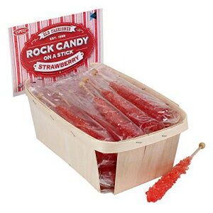 Extra Large Rock Candy Sticks: 18 Red Rock Candy Sticks - Strawberry - Individually Wrapped for Party Favors, Candy Buffet, Showers, Receptions, Old Fashioned Espeez Bulk Candy on a Stick