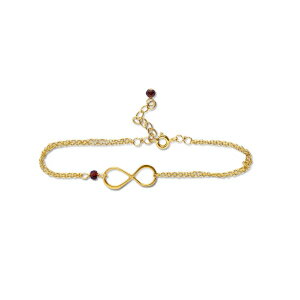 Gold Birthstone Infinity Charm Bracelet - Garnet, Gold Fill, Vermeil - Handmade January Birthday Gift for Her