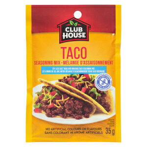 Club House 25% Less Salt, Gluten-Free, Taco Seasoning Mix, 35g/1.2oz., Imported from Canada)