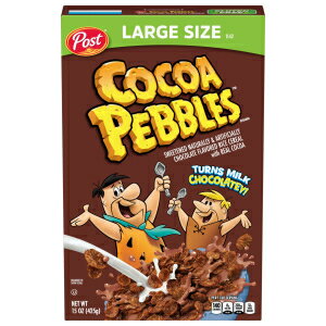 Pebbles Cocoa PEBBLES Cereal, Chocolatey Kids Cereal, Gluten Free Rice Cereal, 15 OZ Large Size Cereal Box