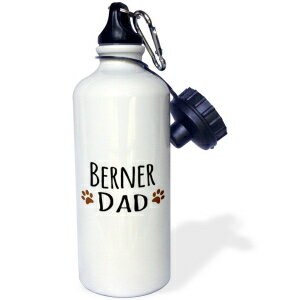 3dRose "Berner Dad-Bernese Mountain Dog-doggie by breed-brown muddy paw prints-doggy lover pet owner" Sports Water Bottle, 21 oz, White