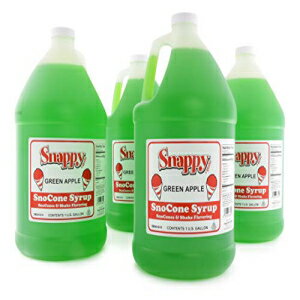 スナッピー グリーン アップル スノ コーン シロップ、1 ガロン、4 パック Snappy Popcorn Snappy Green Apple Sno Cone Syrup, 1 Gallon, 4 Pack