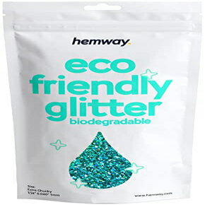 Hemway Eco Friendly Biodegradable Glitter 100g / 3.5oz Bio Cosmetic Safe Sparkle Vegan For Face, Eyeshadow, Body, Hair, Nail And Festival - Extra Chunky (1/24" 0.040" 1mm) - Turquoise Blue Holographic
