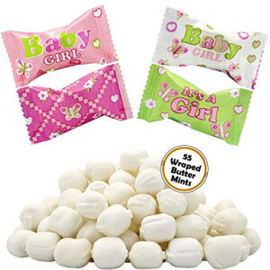 It's A Girl バターミント、ミントキャンディー、食後のミント、バターミントキャンディー、無脂肪、個別包装 (55 個) Froodles It's A Girl Buttermints, Mint Candies, After Dinner Mints, Butter Mint Candy, Fat-Free, Individually Wrap
