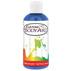 ブルー エアブラシ テンポラリー タトゥー ボディ ペイント メイクアップ、8 オンス Custom Body Art Blue Airbrush Temporary Tattoo Body t Makeup, 8 oz.
