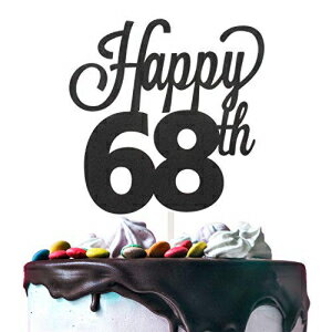 LINGTEER ハッピー68歳の誕生日 ブラックケーキトッパー 68歳の誕生日パーティーギフトデコレーションサインに乾杯するのに最適です。 LINGTEER Happy 68th Birthday Black Cake Topper Perfect for Cheers to 68 Years Old Birthday Party Gift Decora