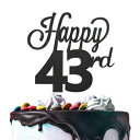 LINGTEER ハッピー 43 歳の誕生日 ブラック ケーキ トッパー 43 歳の誕生日パーティー ギフト デコレーション サインに乾杯するのに最適です。 L...