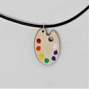 ペイントパレットチョーカーネックレス アーティストのための手描きペンダントネックレス Telestic Design t Palette Choker Necklace Hand-ted Pendant Necklace for Artists