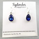 9 月の誕生石イヤリング - ブルー サファイア クリスタル スターリング シルバー ティアドロップ イヤリング CY Design Studio September Birthstone Earrings - Blue Sapphire Crystal Sterling Silver Teardrop Earrings