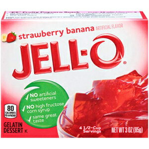 JELL-O ストロベリー バナナ ゼラチン デザート ミックス (3 オンス ボックス) JELL-O Strawberry Banana Gelatin Dessert Mix (3 oz Box)