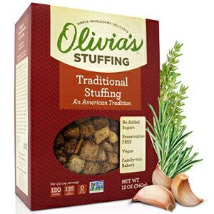 Olivia's Croutons Traditional Stuffing Mix - ナチュラル&ビーガンドレッシング、12オンス(2パック) Olivia's Croutons Traditional Stuffing Mix - Natural and Vegan Dressing, 12 oz (Pack of 2)