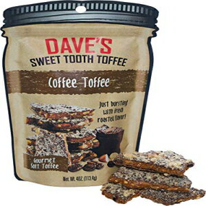 Dave's Sweet Tooth Toffee、本物のバター、本物の砂糖、手でスライスしたアーモンドを使用したコーヒー風味、手作り、自家製、グルテンフリー、4.0オンスの再密封可能な袋、3パック Dave's Sweet Tooth Dave s Sweet Tooth Toffee, Coffee Flavor with Re