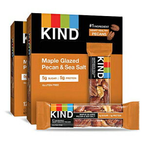 KIND Nut Bars, Maple Glazed Pecan and Sea Salt, 1.4 Ounce, 24 Count, Gluten Free, 5g Sugar, 5g P..