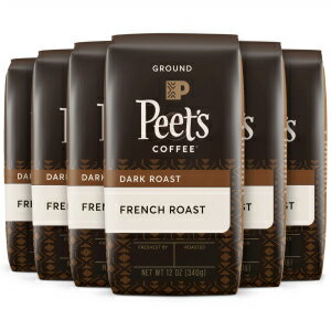 Peet's Coffee, Dark Roast Ground Coffee - French Roast 72 Ounces (Six Bags of 12 Ounces)