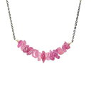 ラフ ピンク サファイア ジェムストーン バー ネックレス - 9 月の誕生石ジュエリー - 誕生日ギフト Nadean Designs Rough Pink Sapphire Gemstone Bar Necklace- September Birthstone Jewelry- Birthday Gift(4)