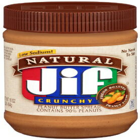 Jif、ナチュラル低ナトリウムクランチピーナッツバタースプレッド、16オンスの瓶(6個パック) Jif, Natural Low Sodium Crunchy Peanut Butter Spread, 16oz Jar (Pack of 6)