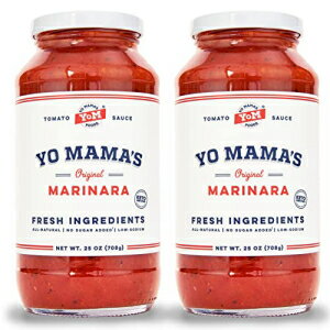 Yo Mama's Foodsのケトマリナラパスタとピザソース - (2個)パック - 砂糖無添加、低炭水化物、低ナトリウム、グルテンフリー、古生物に優しい、丸ごとの非遺伝子組み換えトマトで作られています。 Yo Mama’s Foods Keto Marinara Pasta and Pizza Sauce