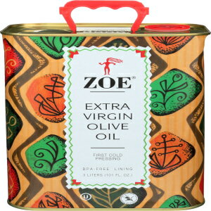 ZOE エクストラバージン オリーブオイル 缶、3 リットル、101.4 オンス ZOE Extra Virgin Olive Oil Ti..