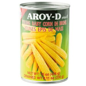 Aroy-D ヤングベビーコーン塩水漬け 15 オンス / 6 個パック Aroy-D Young Baby Corn in Brine 15 Oz / Pack of 6