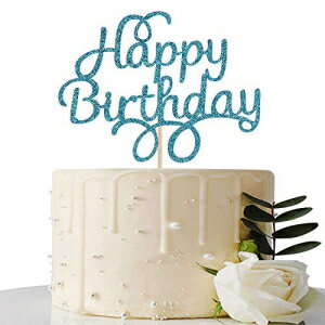 ブルーグリッターハッピーバースデーケーキトッパー、誕生日パーティーデコレーション Maicaiffe Blue Glitter Happy Birthday Cake Topper, Birthday Party Decorations
