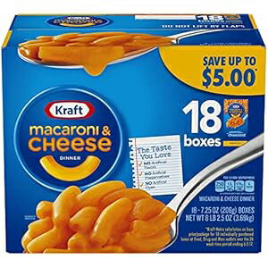 クラフト マカロニ & チーズ、オリジナル フレーバー、7.25 オンス、18 箱 Kraft Macaroni & Cheese, Original Flavor, 7.25 oz, 18 Boxes