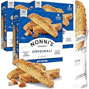 Nonni's Originali Almond Biscotti Italian Cookies - 3 Boxes Biscotti Individually Wrapped Cookie..