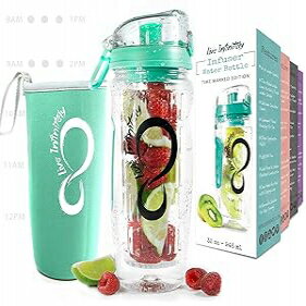 Live Infinitely 32 oz. Fruit Infuser Water Bottles With Time Marker, I...