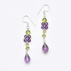 アメジストとペリドットのビーズ シャンデリア イヤリング スターリング シルバー パーツ付き 2インチ ハンドメイド ジュエリー anushruti Amethyst and Peridot Beads Chandelier Earrings with Sterling Silver Findings 2" Handmade Jewelry アメジストとペリドットのビーズ シャンデリア イヤリング スターリング シルバー パーツ付き 2インチ ハンドメイド ジュエリー anushruti Amethyst and Peridot Beads Chandelier Earrings with Sterling Silver Findings 2" Handmade Jewelry