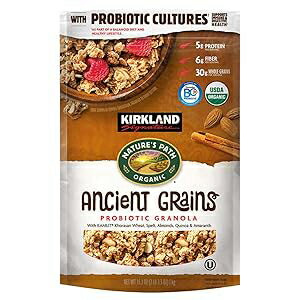 カークランド シグネチャー Nature's Path オーガニック古代穀物プロバイオティック グラノーラ、35.3 オンス、1 個 Kirkland Signature Nature's Path Organic Ancient Grain Probiotic Granola, 35.3 Oz, 1count