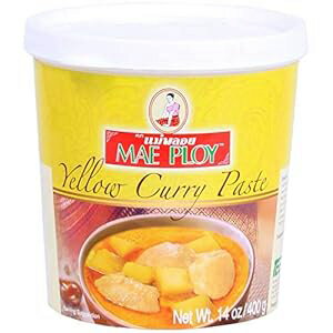 Mae Ploy レストラン品質のカレー用タイイエローカレーペースト、ハーブ、スパイス、エビペーストの芳香ブレンド、MSG、保存料、合成着色料不使用 (14オンス浴槽) Mae Ploy Thai Yellow Curry Paste for Restaurant-Quality Curries, Aromatic Blend of H