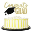 PALASASA Congrats Grad ケーキトッパー、2022 卒業生パーティーデコレーション (ゴールド 6.6 インチ) PALASASA Cong...